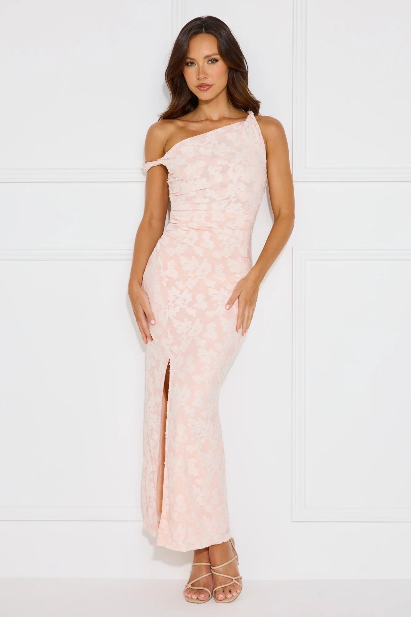 Favourable Off Shoulder Maxi Dress Pink