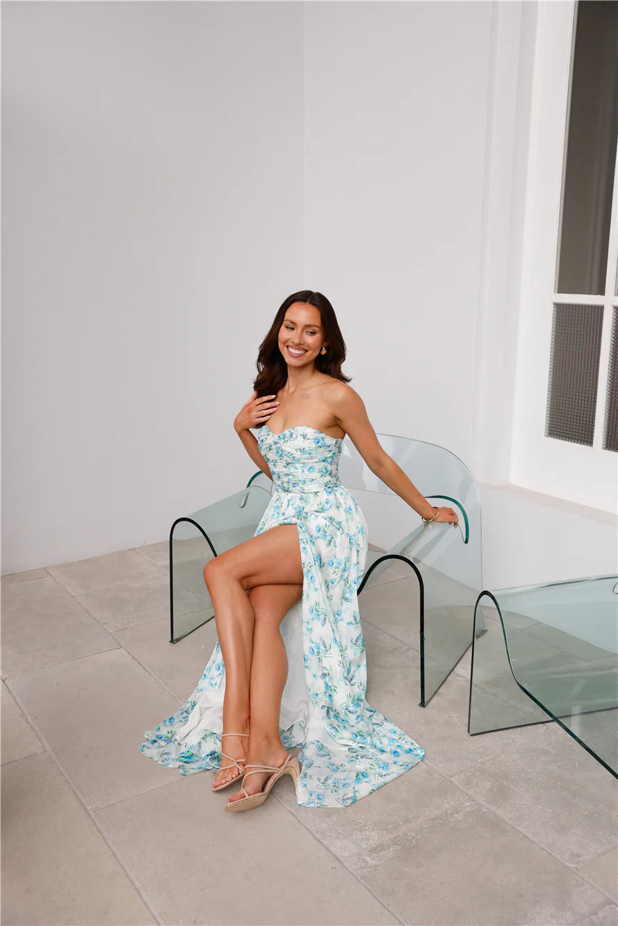 Dainty Events Strapless Maxi Dress Blue