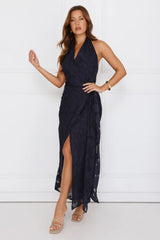 Dazzling Dusk Halter Maxi Dress Navy