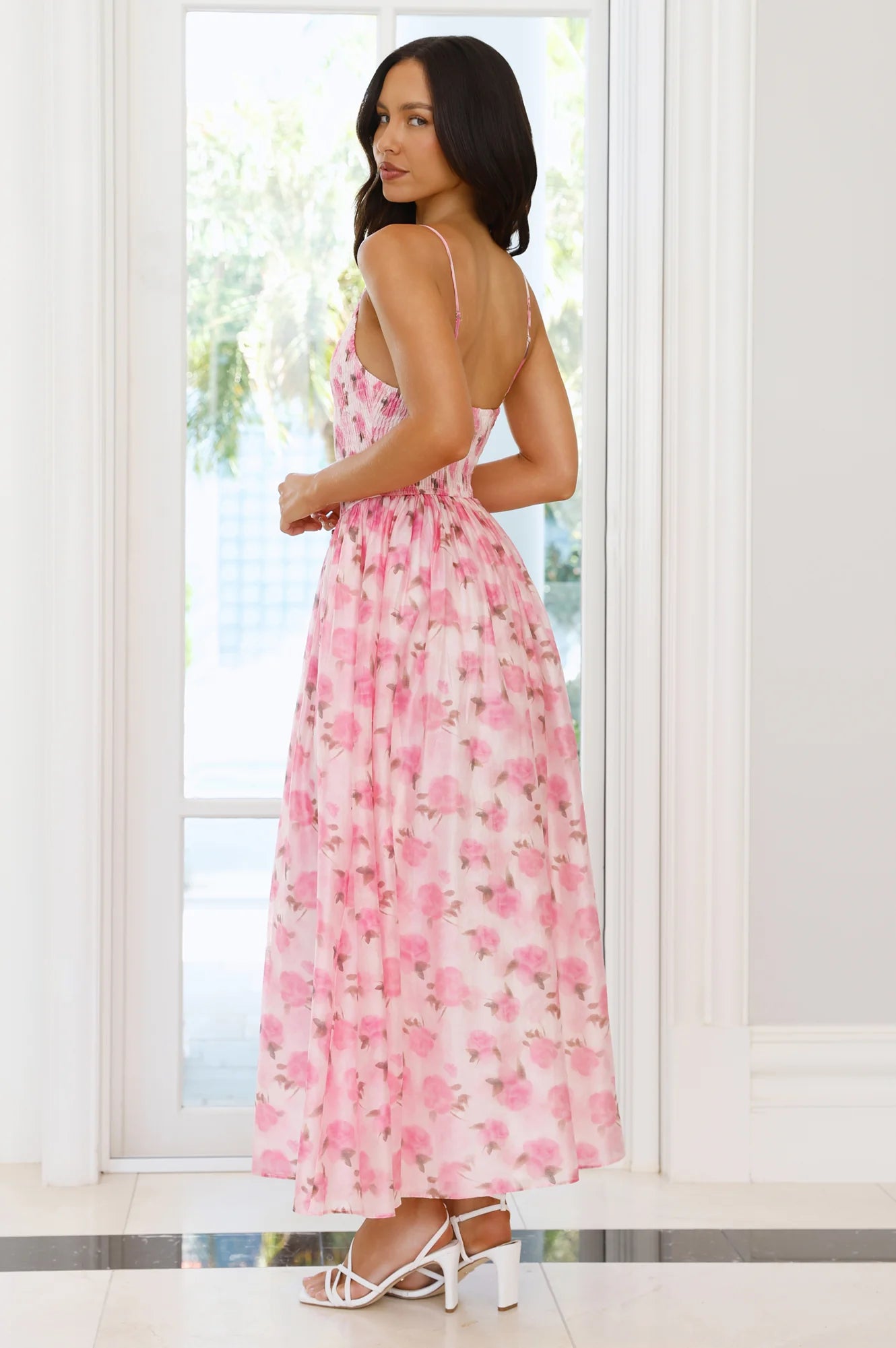 Flora Fields Maxi Dress Pink