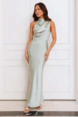 Formal Luxe Satin Maxi Dress Sage