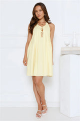Dreamy Kisses Halter Mini Dress Yellow