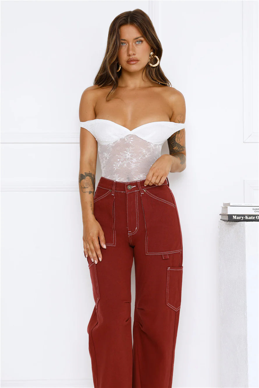 Vibes Of The Night Lace Bodysuit White