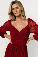 Mable Velvet Maxi Dress | Crimson