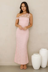 Wild Berry Whimsy Lace Off Shoulder Maxi Dress Pink