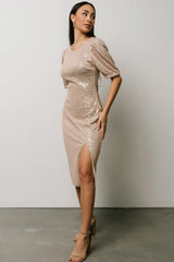 Socorro Sequin Midi Dress | Champagne
