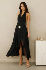 Driftwood Dream Halter Maxi Dress Black