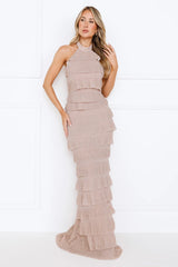 Bedazzled Babe Halter Maxi Dress Champagne