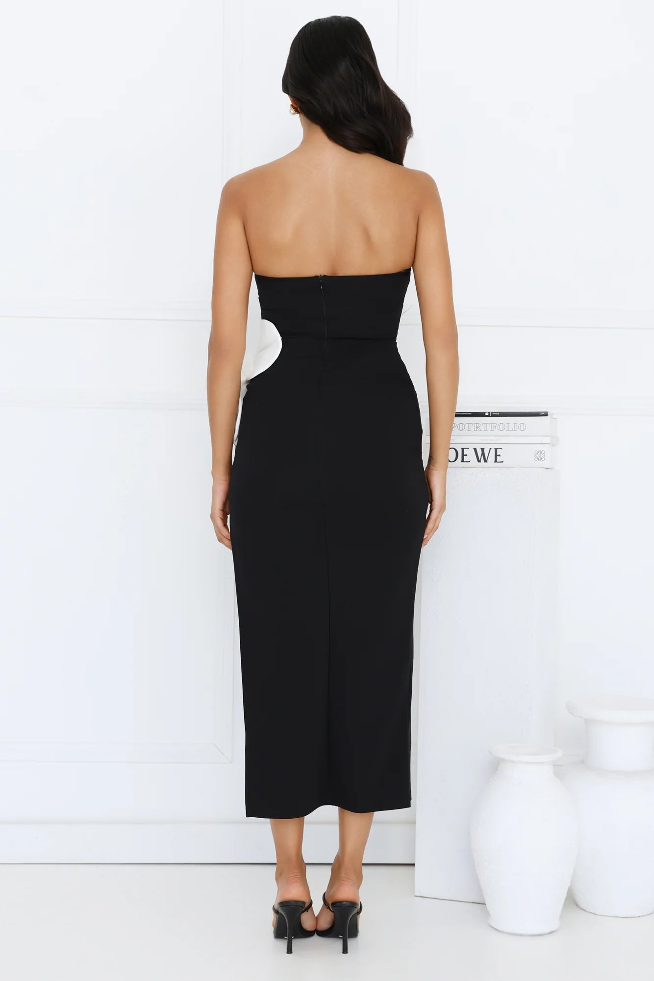 Elisandra Strapless Midi Dress Black