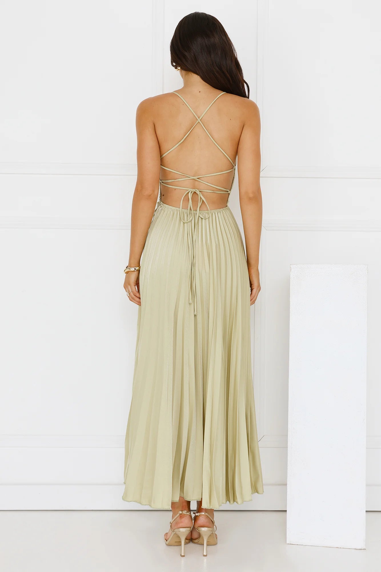 Exclusive Invite Satin Maxi Dress Lime