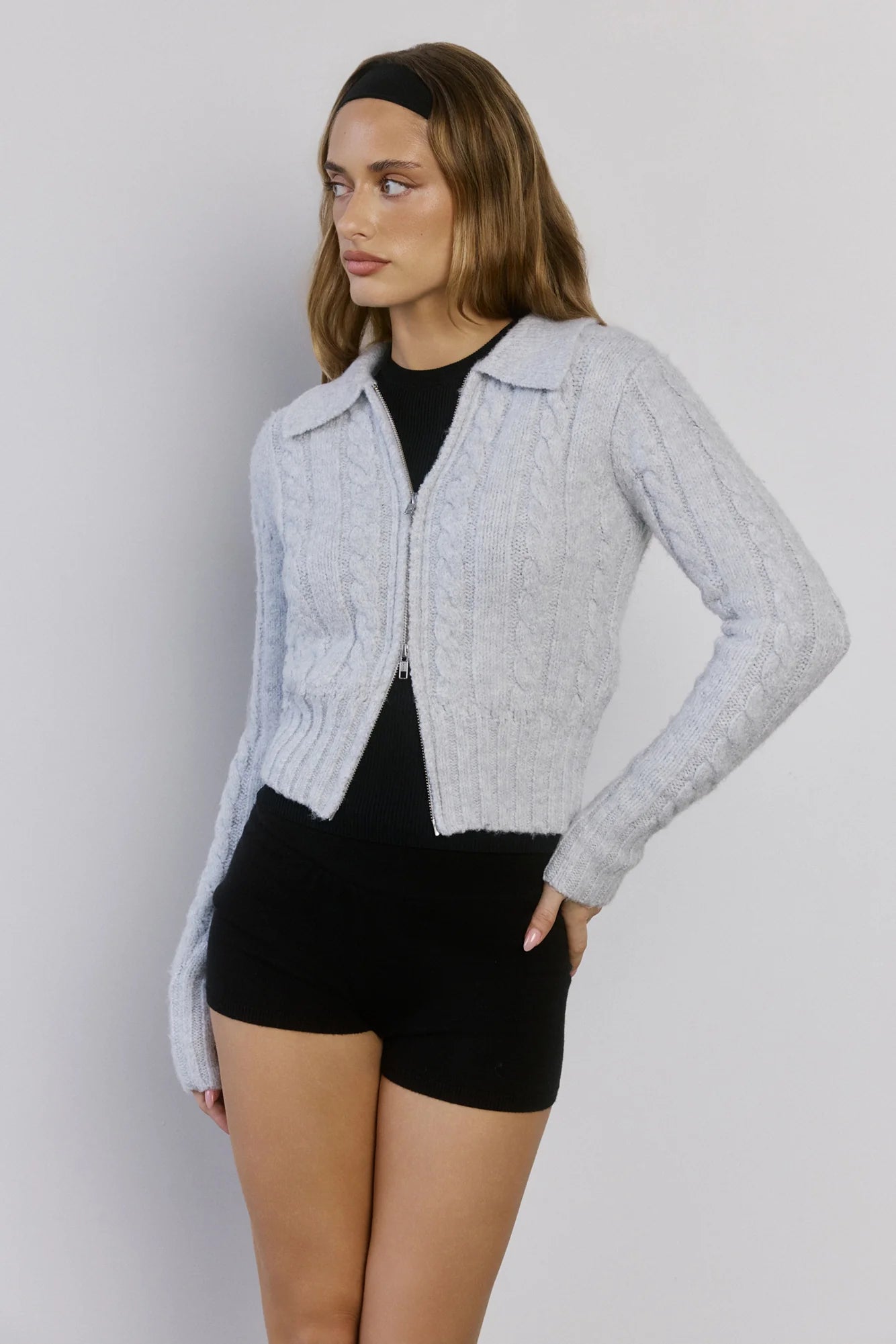 Winter Love Story Cable Knit Cardigan Grey