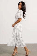 Makenna Midi Dress | Off White Print