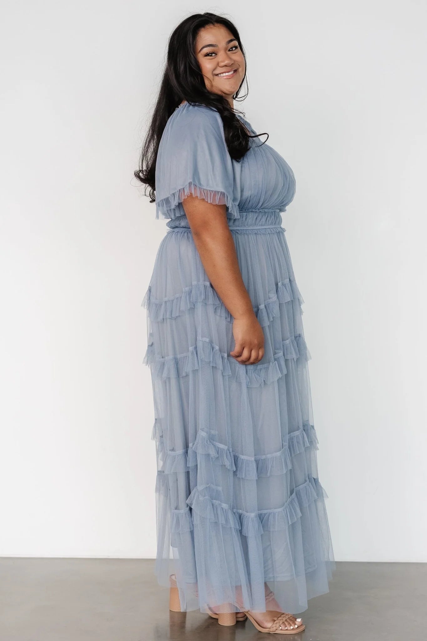 Magdalena Tulle Maxi Dress | Dusty Blue