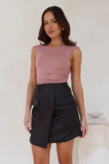 Downtown Cool Faux Leather Mini Skirt Black