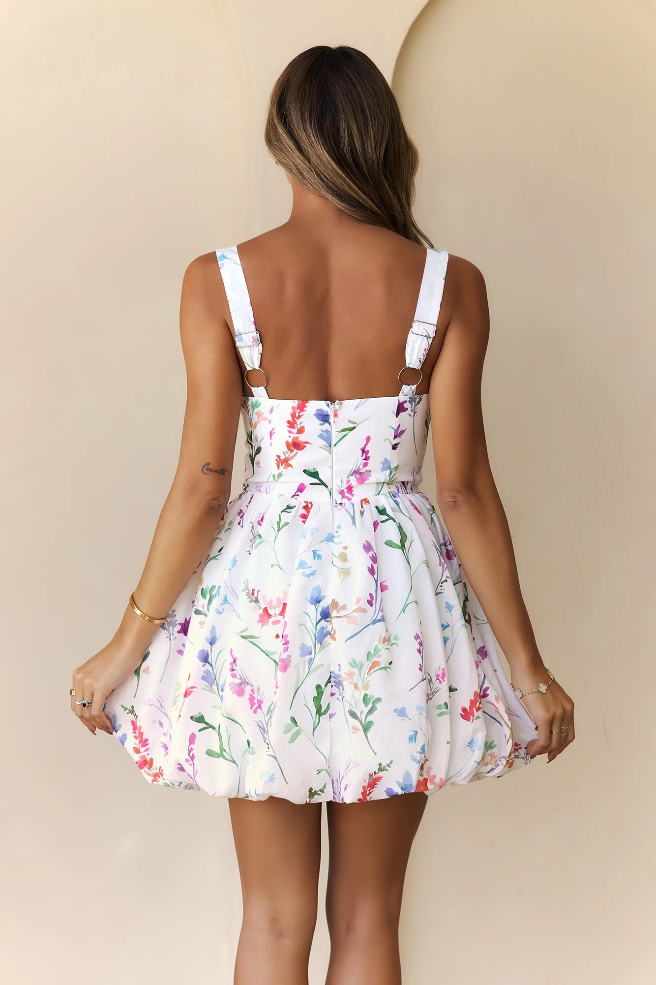 Enchanted Blooms Mini Dress White