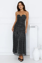 Glittering Vibes Strapless Maxi Dress Black