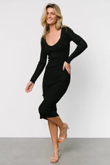 Eve Ribbed Midi Dress | Black