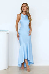 Bespoke Beauty Satin Maxi Dress Blue