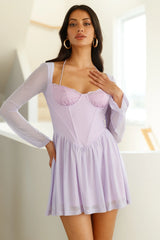 Tip Toe Lace Mini Dress Lilac