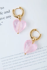 18k Gold Plated Glass Castle Earrings Pink