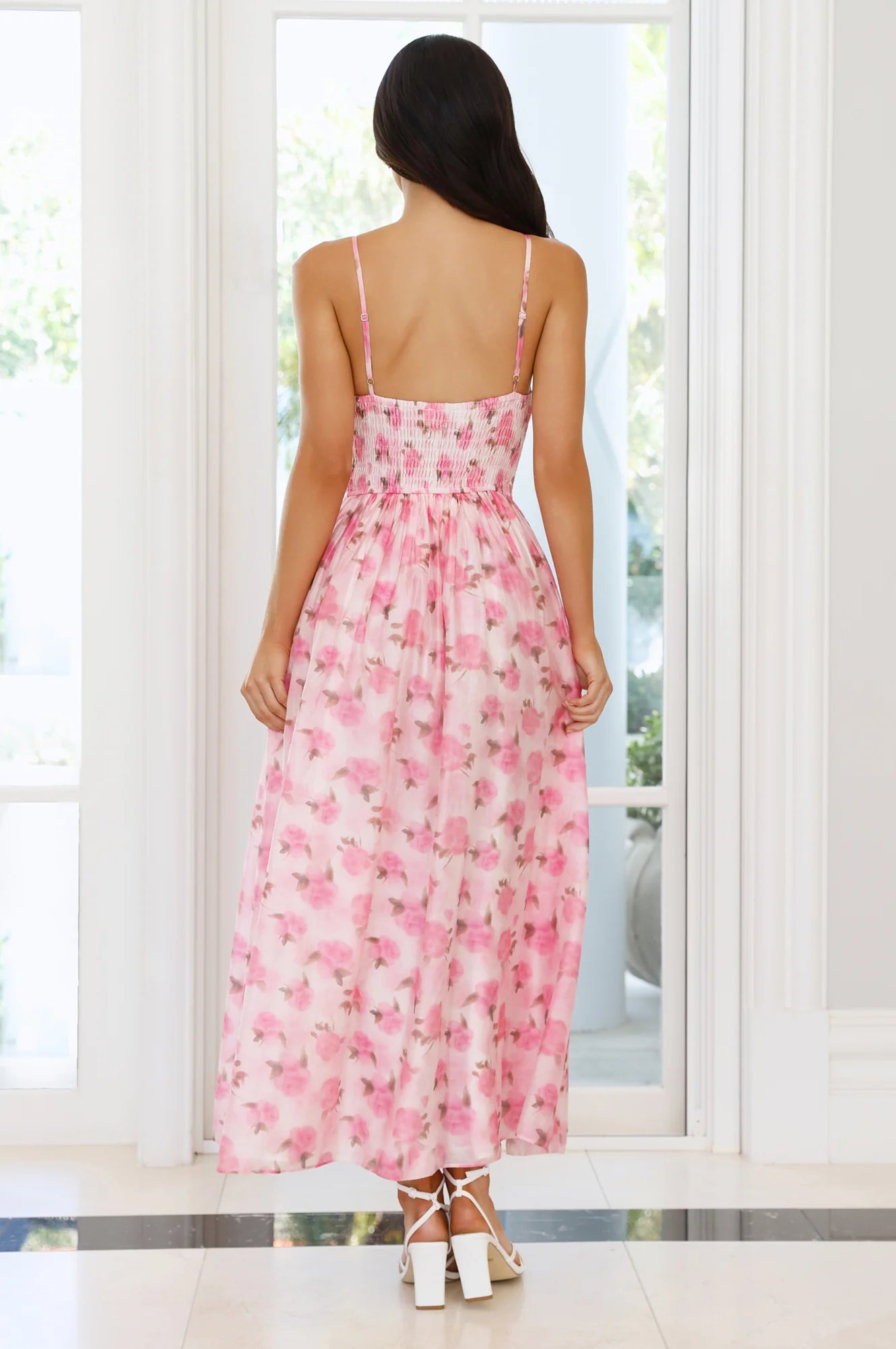 Flora Fields Maxi Dress Pink
