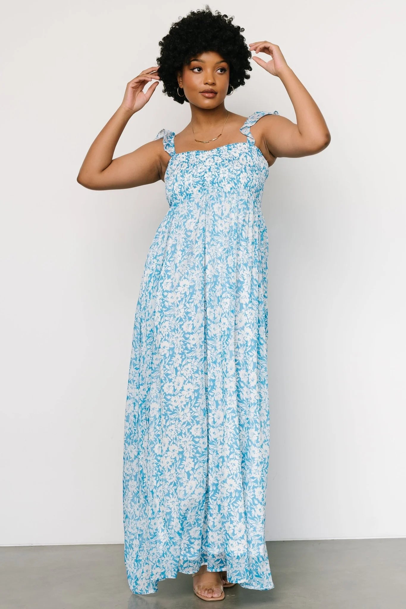 Evanthe Maxi Dress | Blue + White Floral