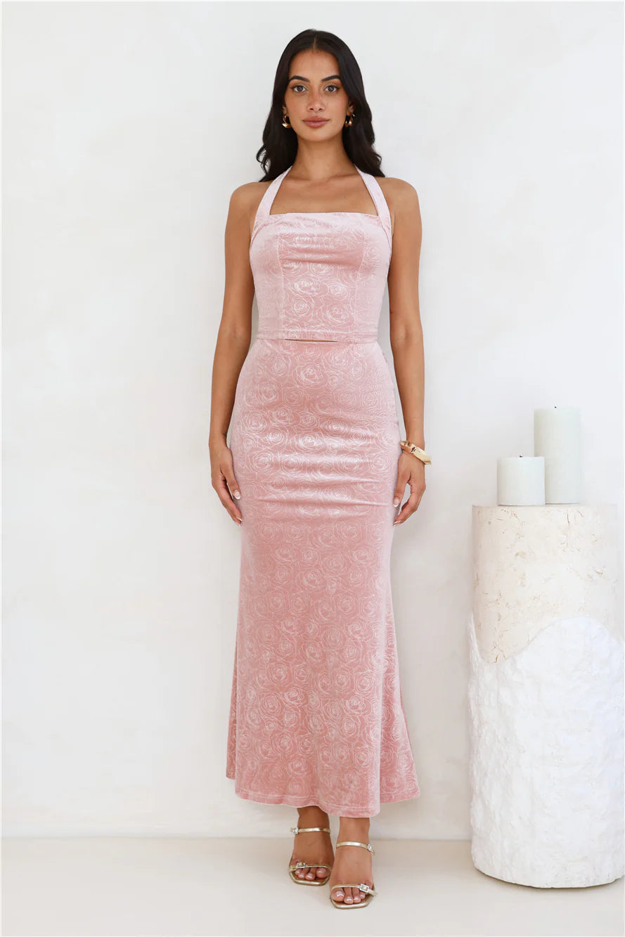 Velvet Gaze Halter Crop Top Pink