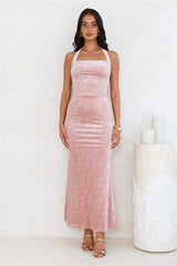 Velvet Gaze Halter Crop Top Pink