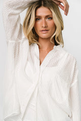 Sheldon Striped Oversized Top | White