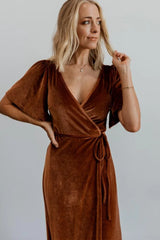 Meghan Velvet Wrap Maxi Dress | Spice