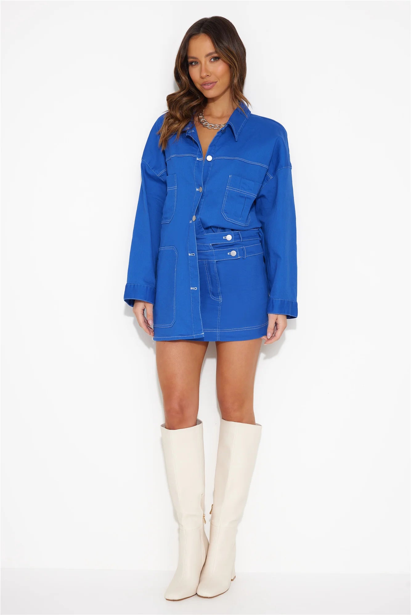 Walking Out Mini Skirt Blue