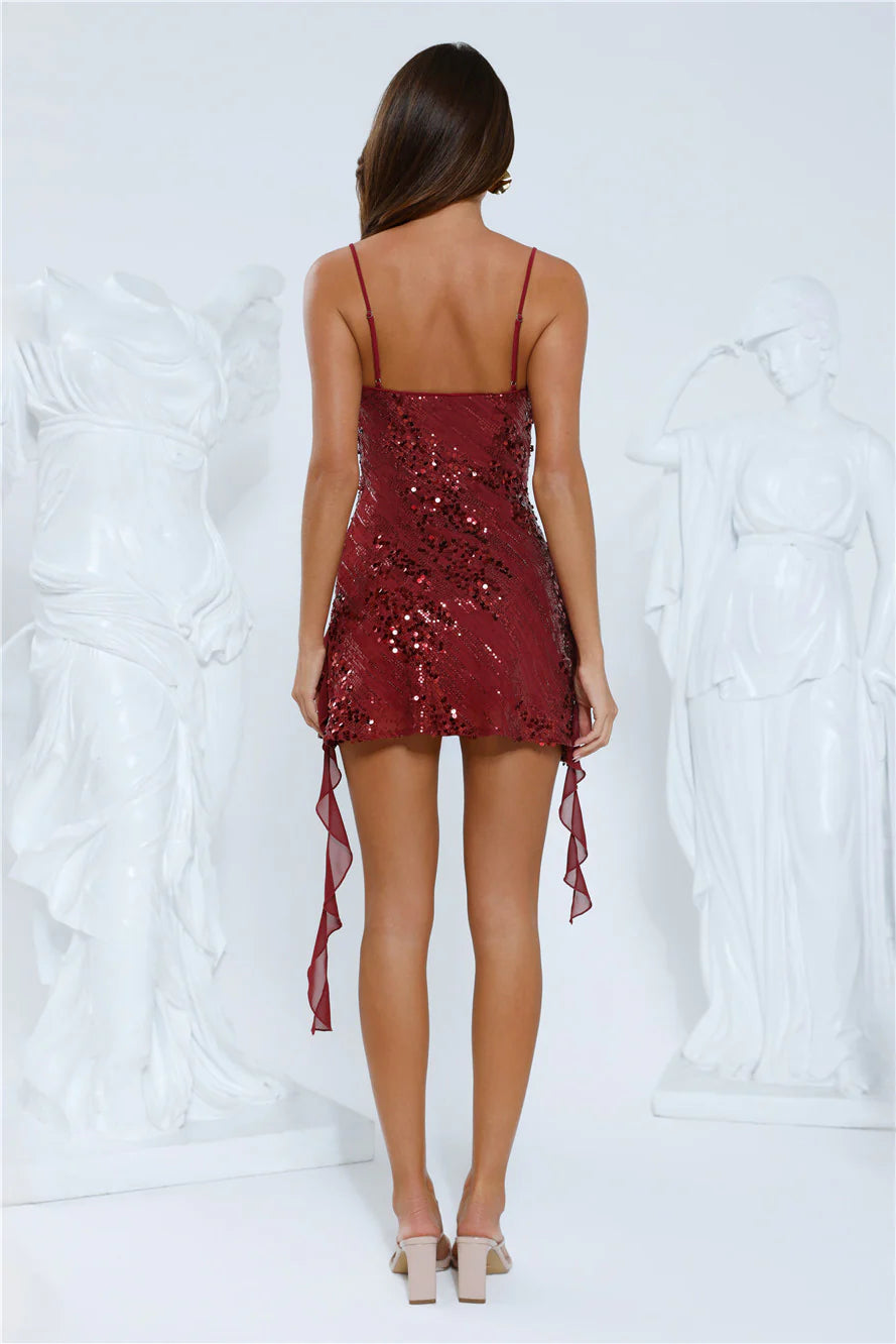 Glitter Glaze Sequin Mini Dress Red