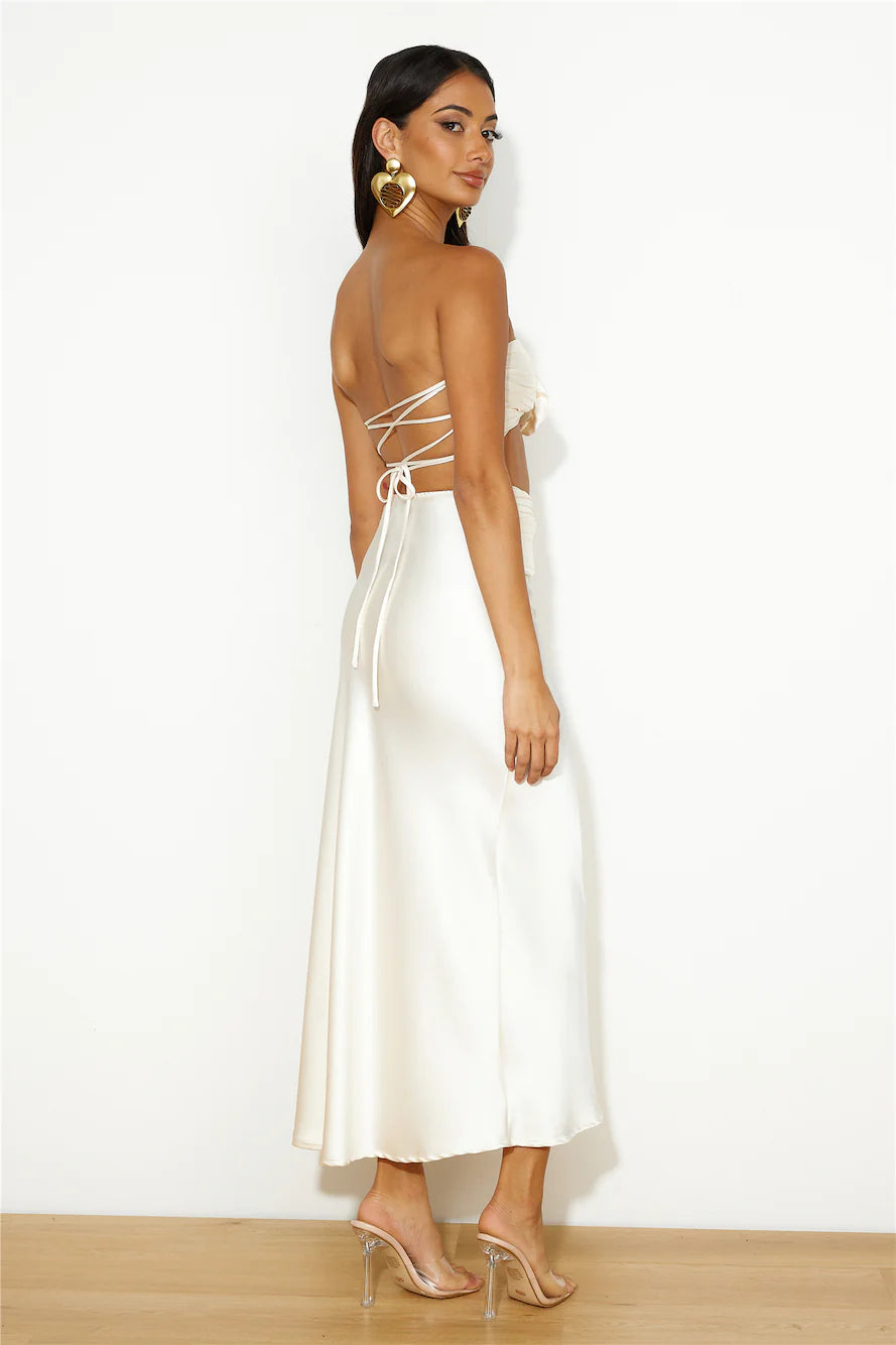 VIPs Accepted Satin Crop Top Champagne