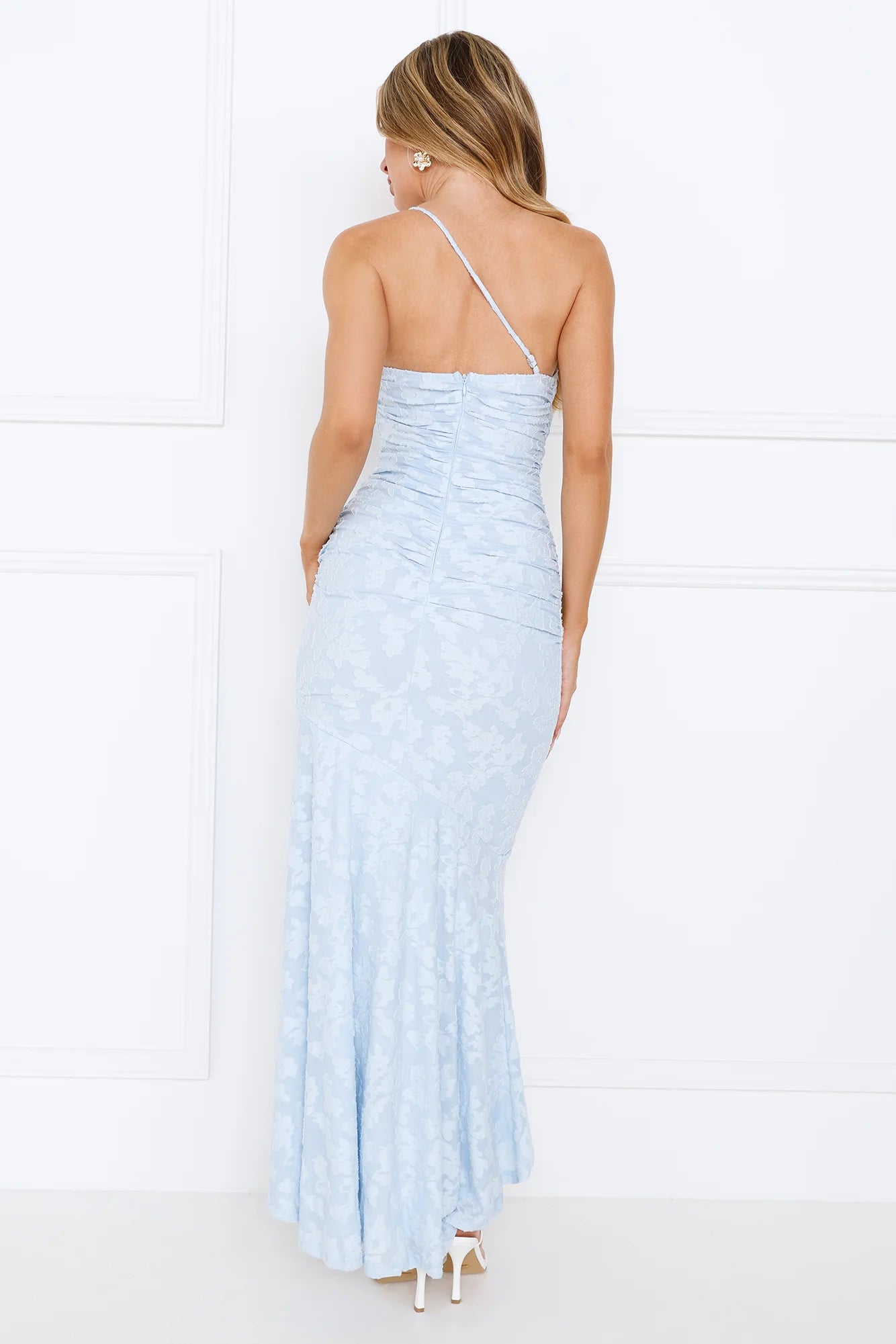 Empowered Girl One Shoulder Maxi Dress Blue