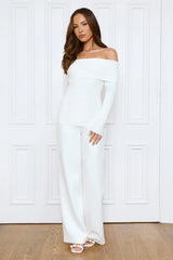 Dreamwave Off Shoulder Knit Top White