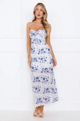 Full Of Love Strapless Maxi Dress Navy