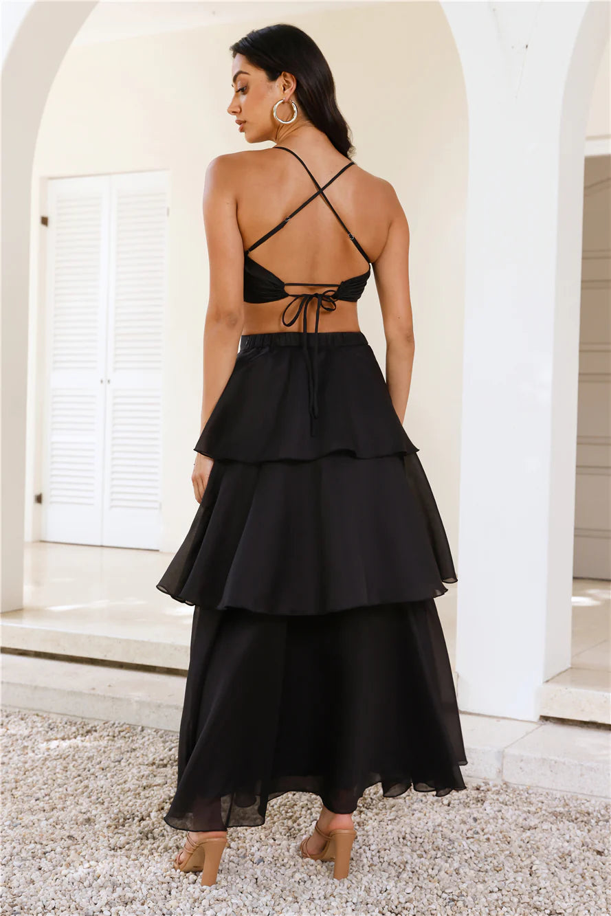 Two Becomes One Crop Top Black