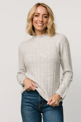 Avice Pointelle Sweater | Light Gray