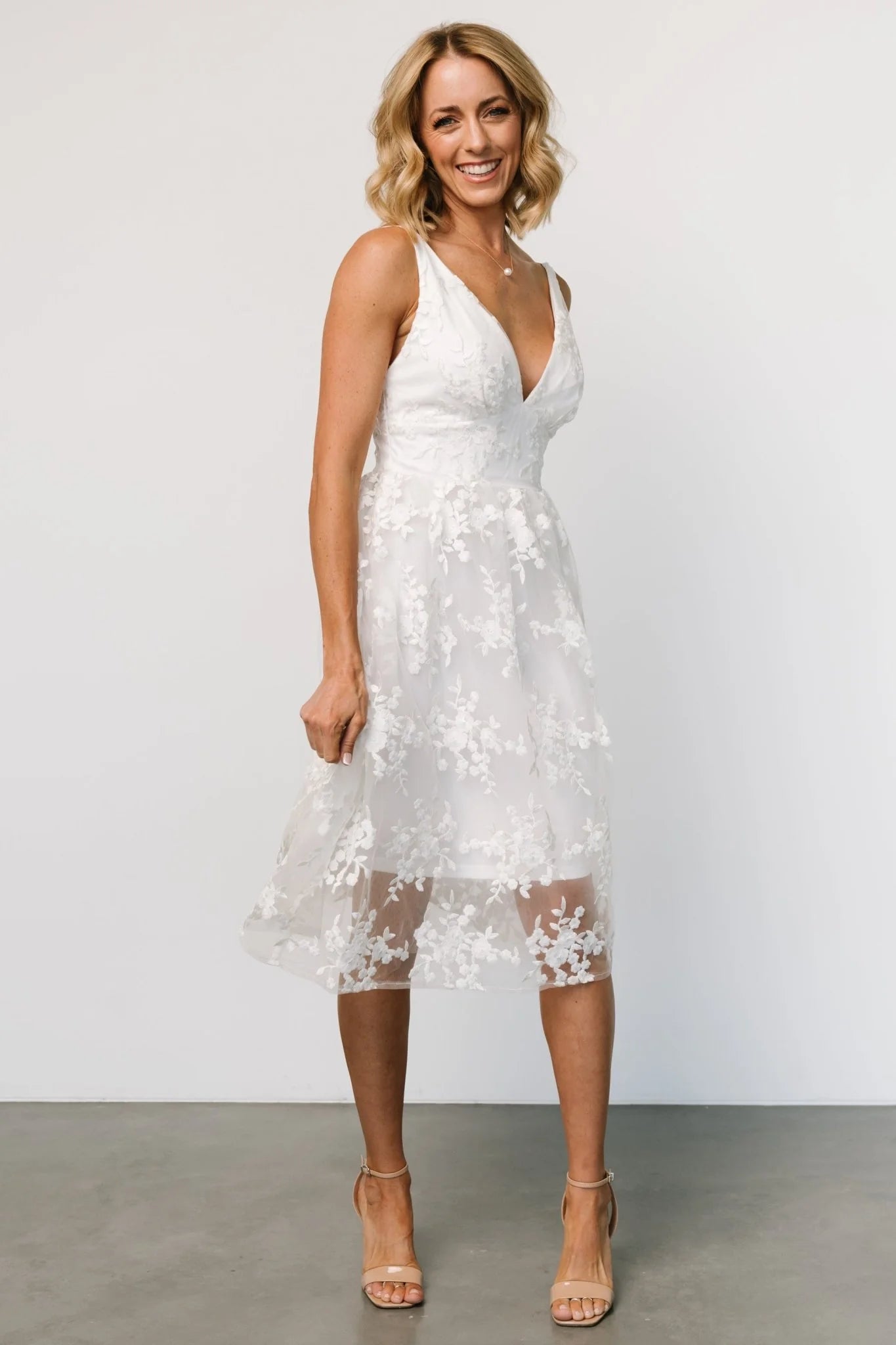 Dante Applique Midi Dress | Off White