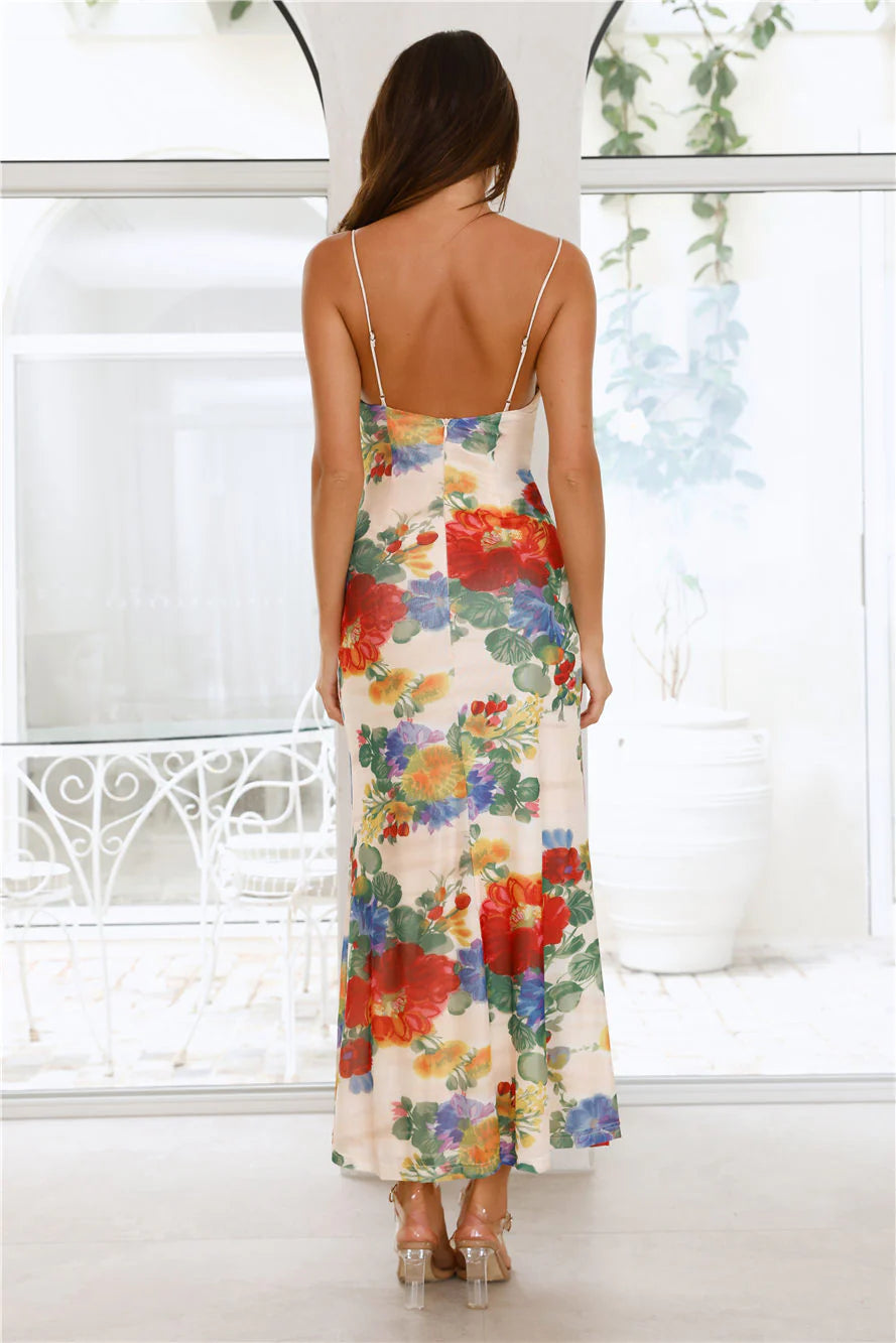 Vivid Allure Mesh Maxi Dress Print