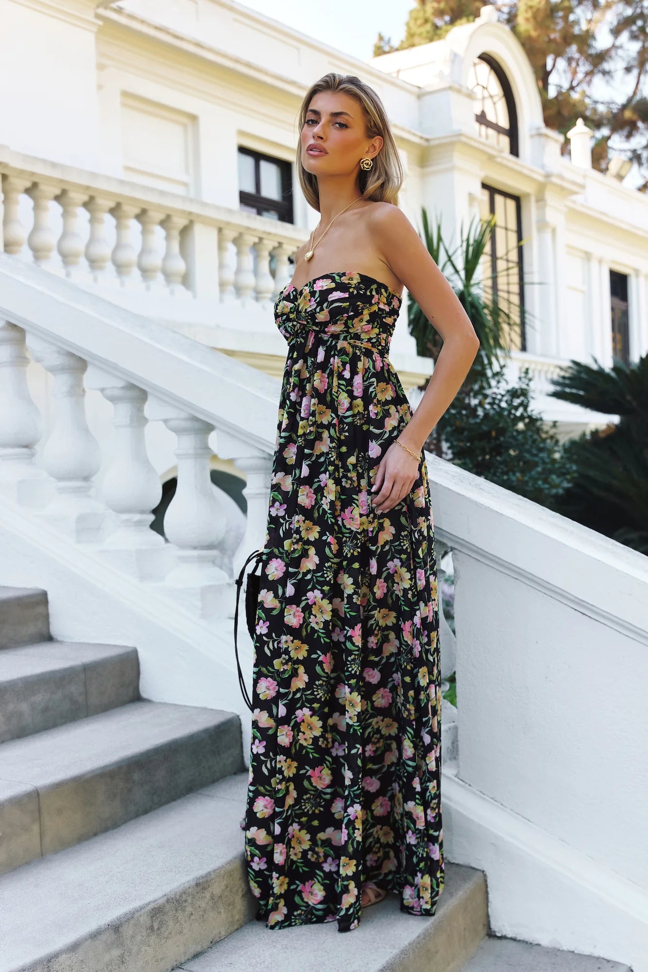 Twirl With Me Strapless Maxi Dress Black
