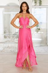 Full Of Energy Halter Maxi Dress Pink