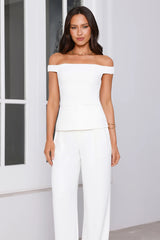 Frame It Tailored Off Shoulder Top White