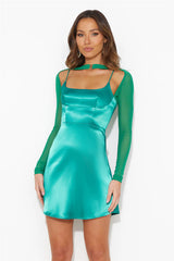 You're Fancy Satin Mini Dress Green