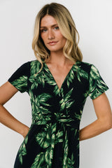 Soleil Maxi Dress | Black Leaf Print