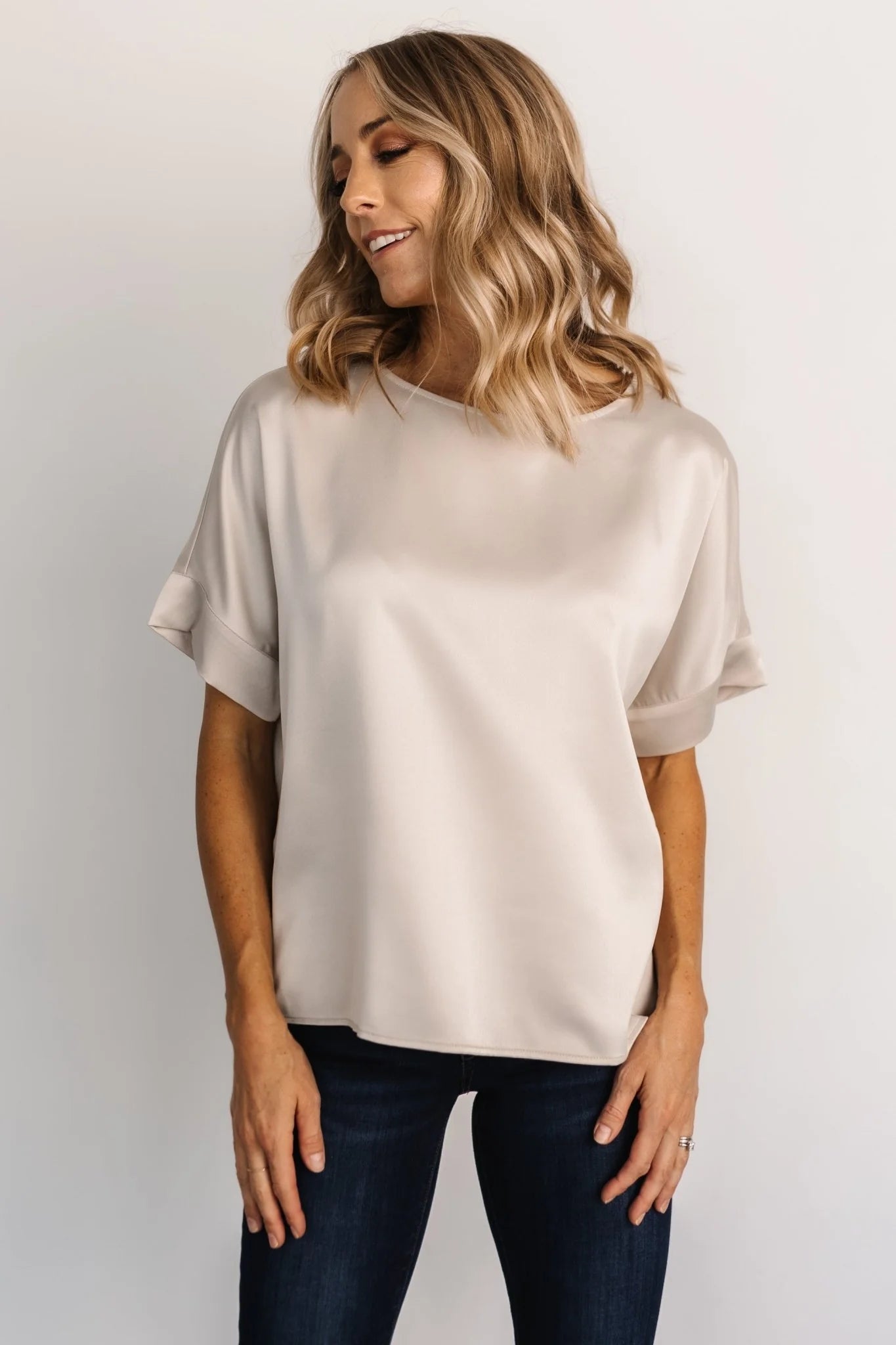 Rory Satin Top | Pearl