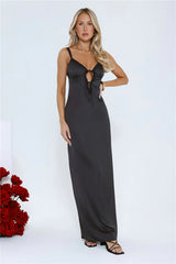 The Midnight Edit Satin Maxi Dress Black