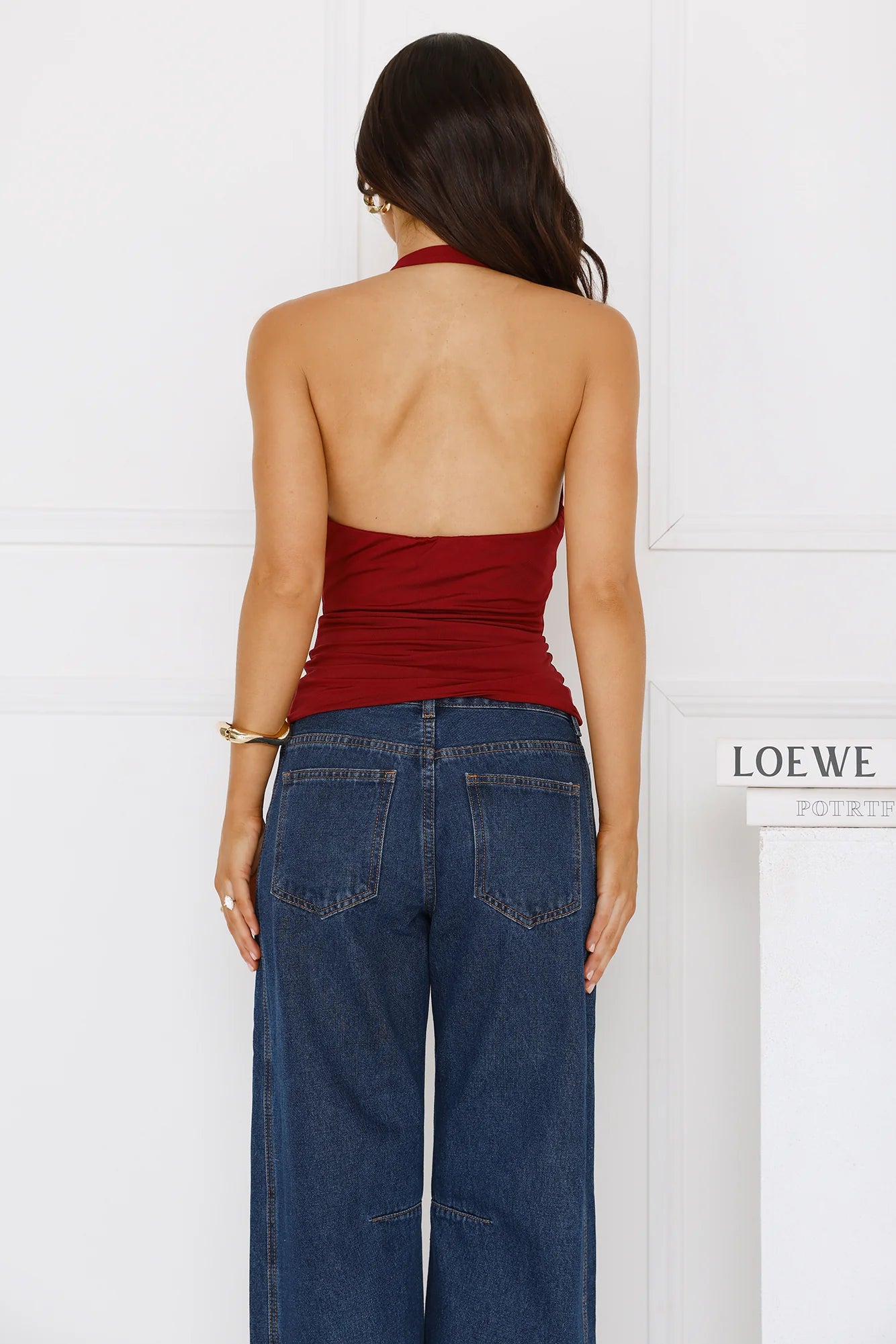 Billionaire Babe Halter Top Burgundy