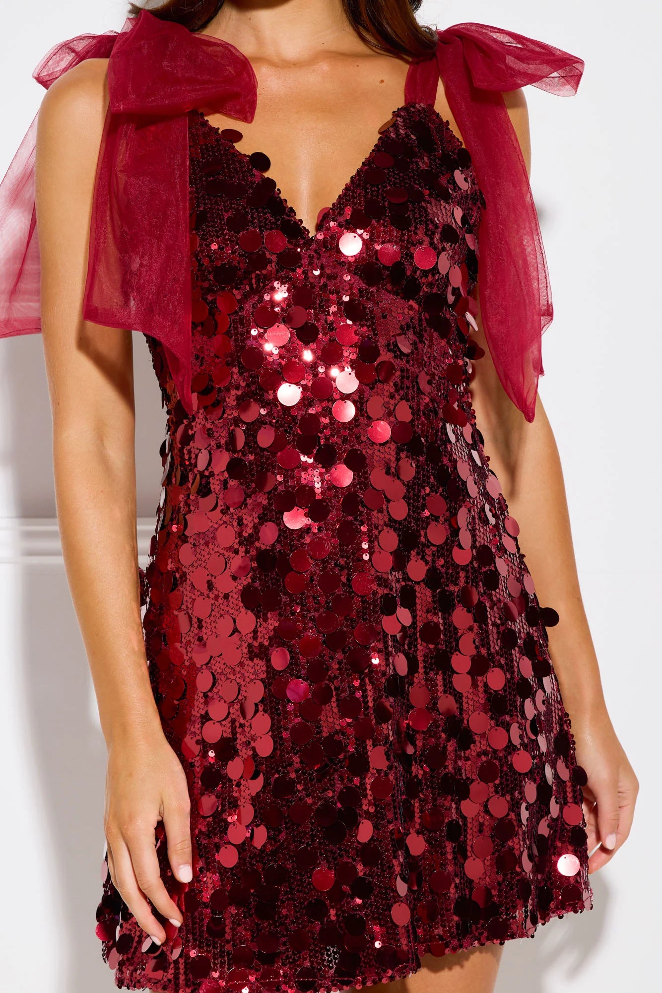 Glitterati Sequin Mini Dress Red