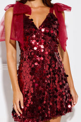 Glitterati Sequin Mini Dress Red